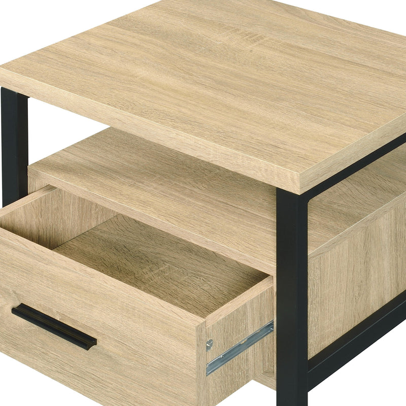 Oak Finish Nightstand with 1 Drawer and 1 Shelf, photo 7 of 8