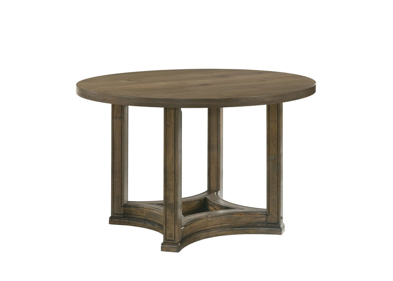 Parfield Weathered Round Dining Table with Oak Veneer - Dark Brown