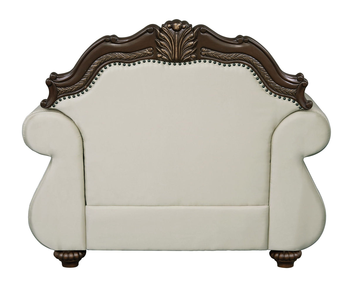 Pierce Chair With Pillow with Button-Tufted Upholstery - Beige / Cherry, photo 4 of 4