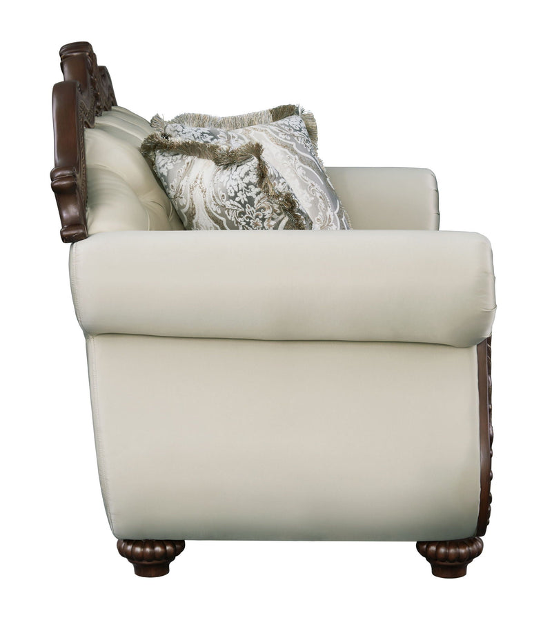 Pierce Loveseat With 3 Pillows with Pocket Coil Cushions - Beige / Cherry, photo 2 of 4