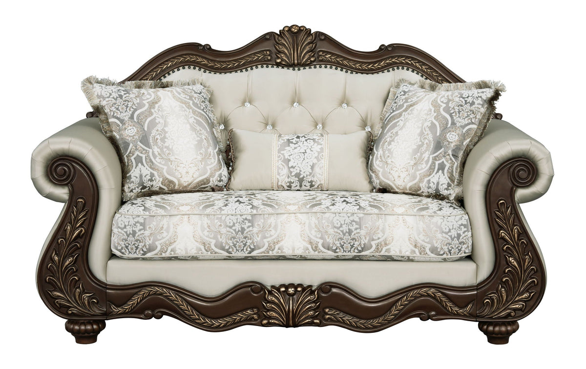 Pierce Loveseat With 3 Pillows with Pocket Coil Cushions - Beige / Cherry, photo 3 of 4