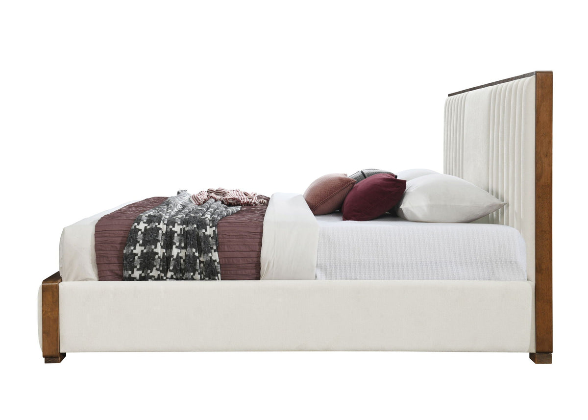 Queen Upholstered Bed with Channel-Tufted Headboard - Beige, photo 3 of 4