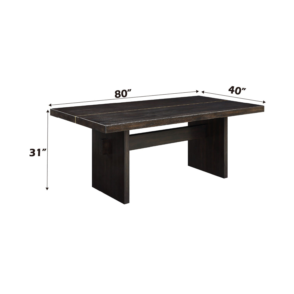 Rustic Dining Table with Fixed Top - Espresso / Gold, photo 3 of 4
