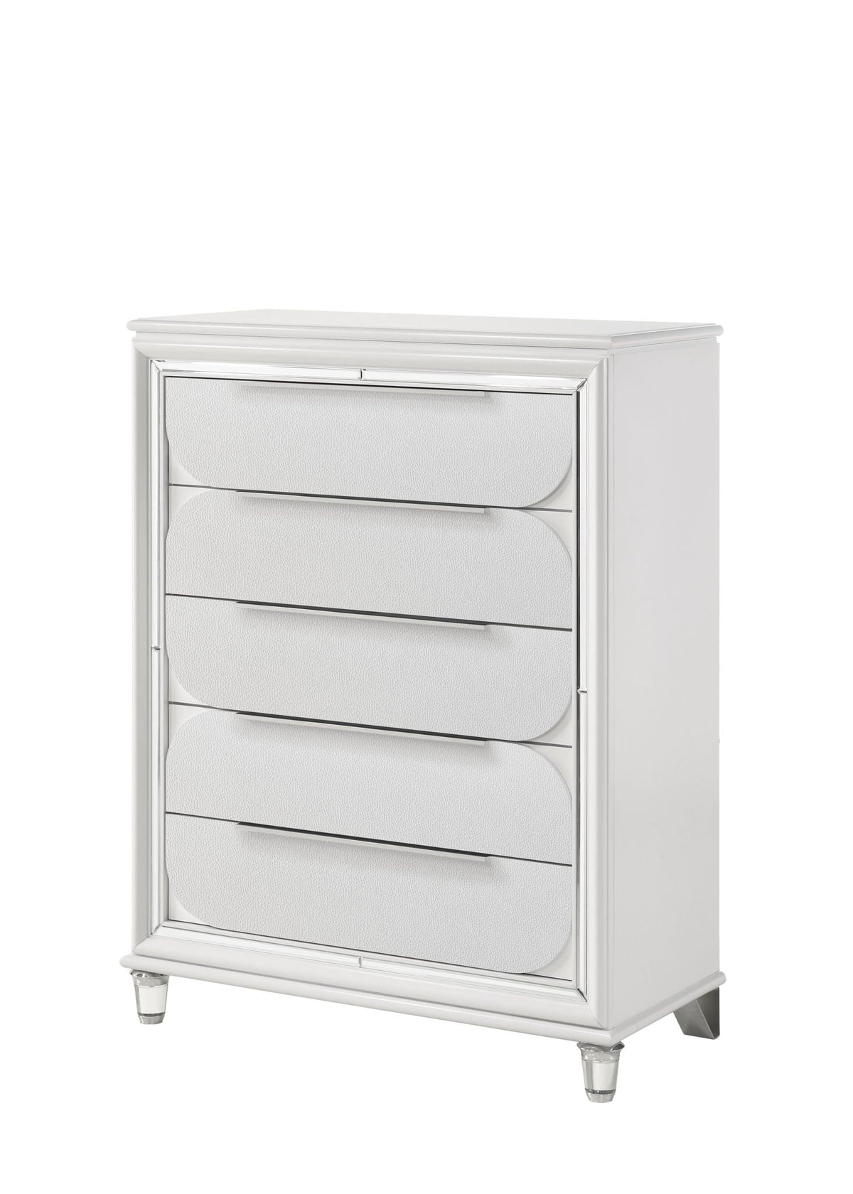 Tarian Accent Chest with Acrylic Legs and 5 Drawers - White