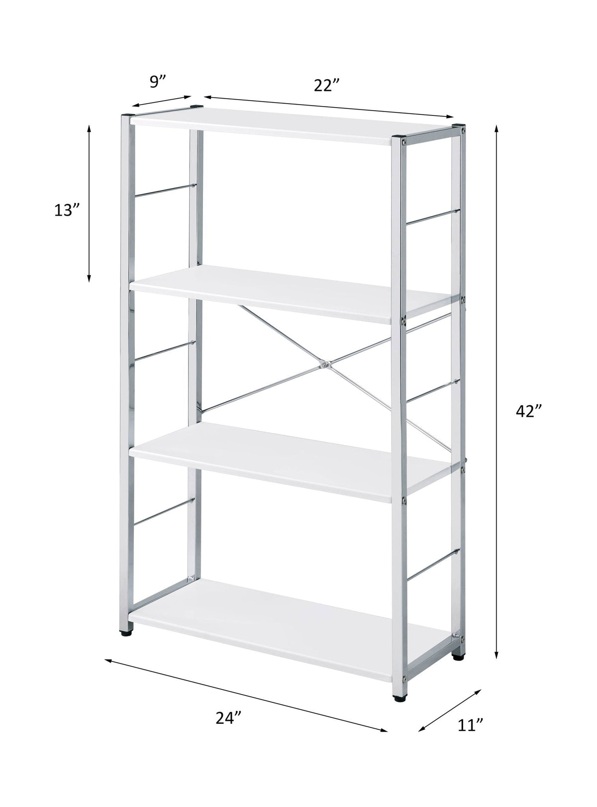 Tennos White Bookshelf with Metal Frame - Four Shelves, photo 3 of 4