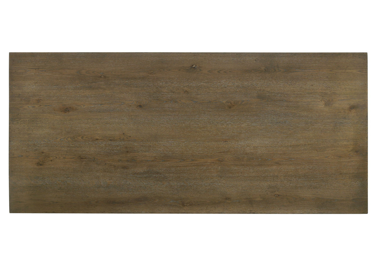 Weathered Oak Dining Table with Pedestal Base - Dark Brown, photo 4 of 4