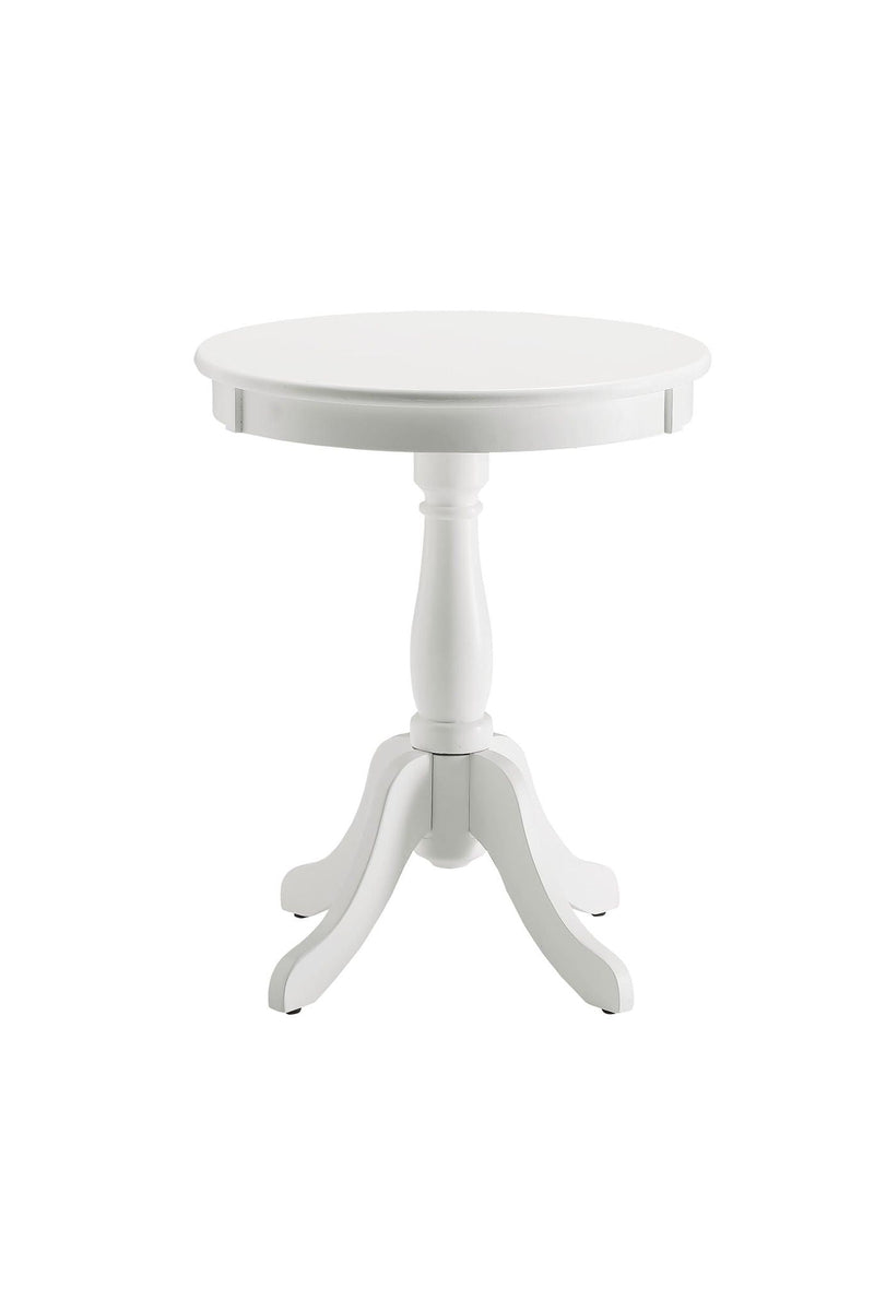 White Wooden Accent Table with Turned Pedestal - Alger, photo 2 of 4