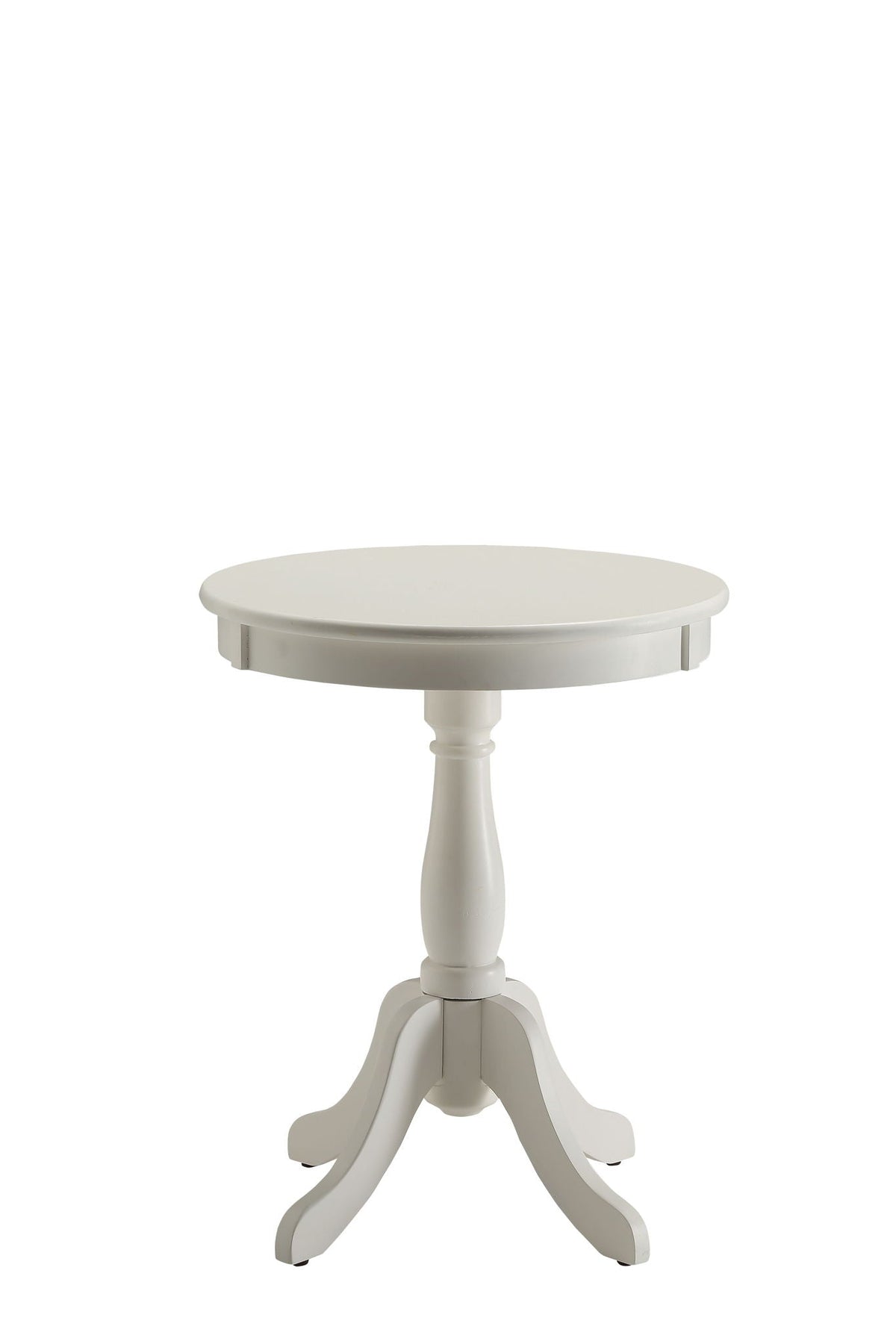White Wooden Accent Table with Turned Pedestal - Alger, photo 4 of 4