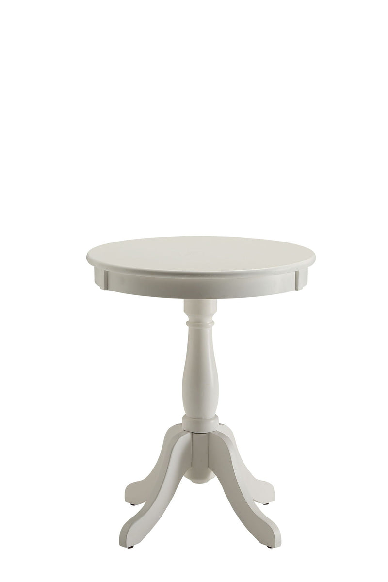 White Wooden Accent Table with Turned Pedestal - Alger, photo 4 of 4