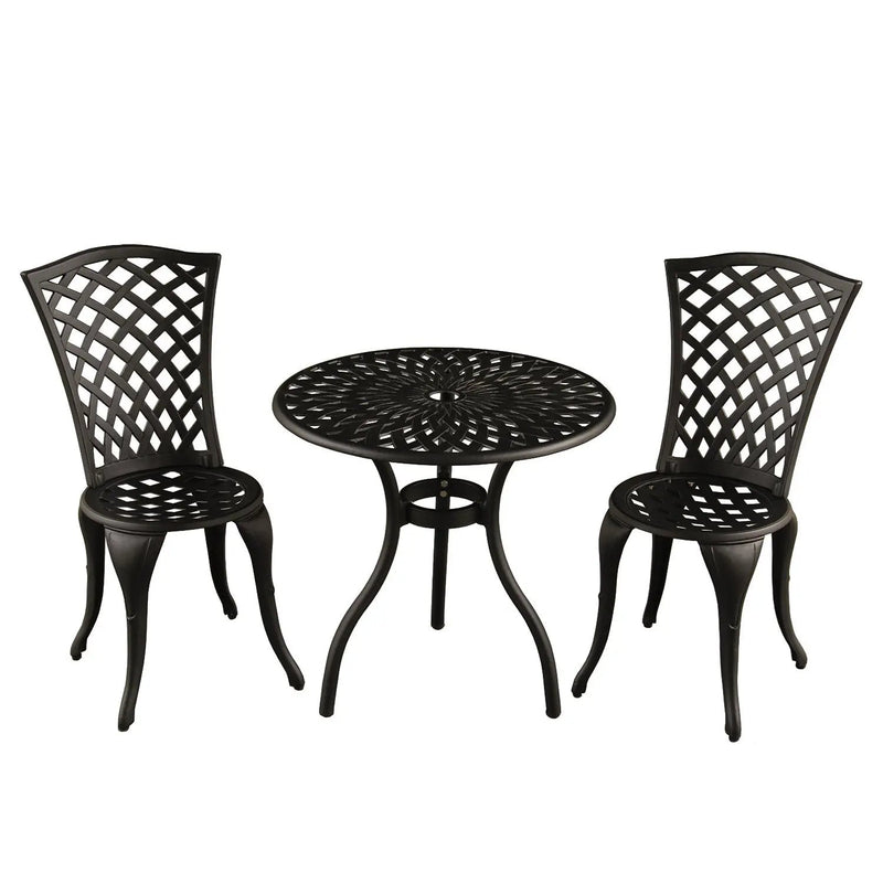 Modern Outdoor Patio Garden Aluminum 3 Piece Bistro Set in Sand Black by Sharicks