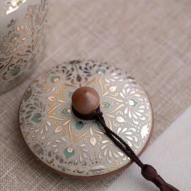 Urn - Decorative Ceramic Golden Silver by House Of Avana