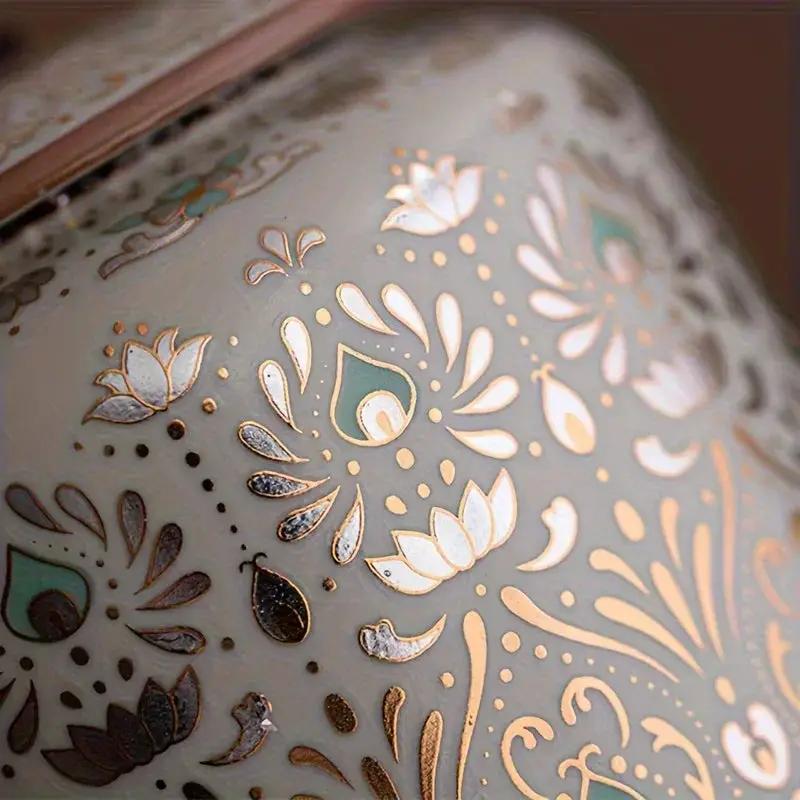 Urn - Decorative Ceramic Golden Silver by House Of Avana