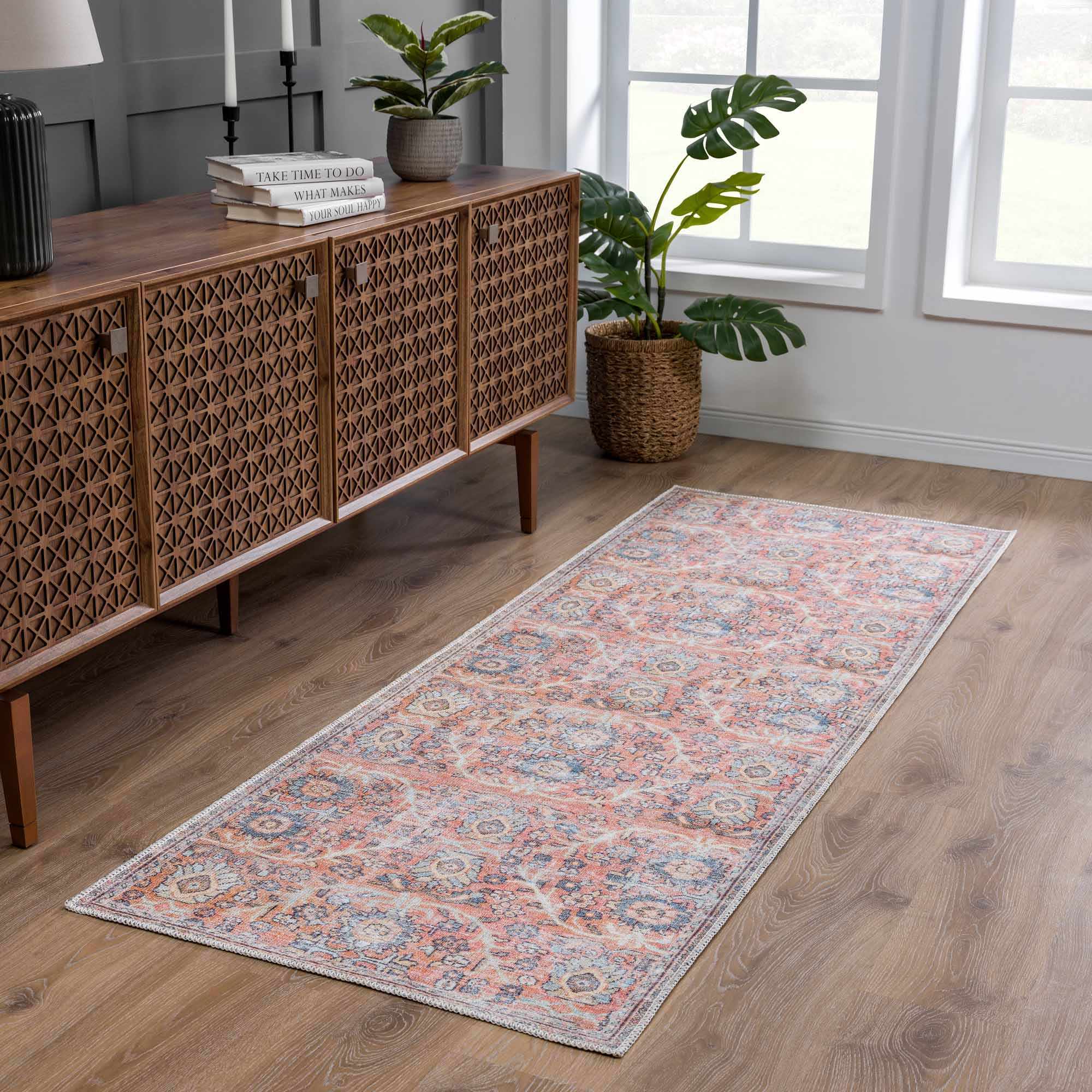 Urpi Rose & Blue Washable Area Rug - Clearance by Boutique Rugs
