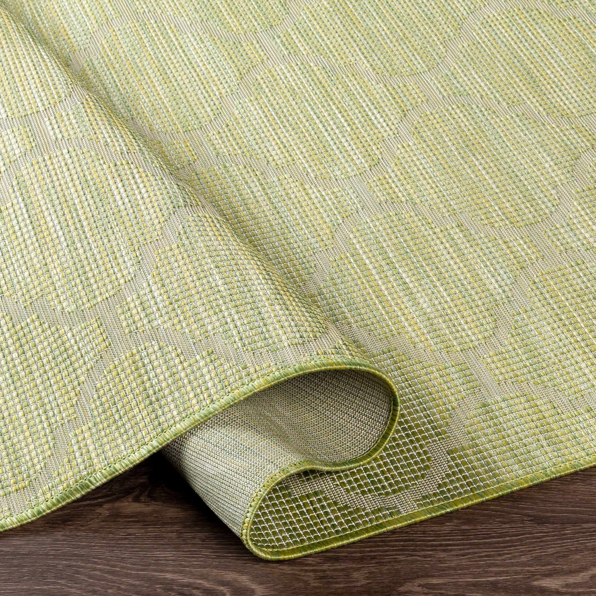 Unique Outdoor Trellis Area Rug, Olive Green - Clearance by Boutique Rugs