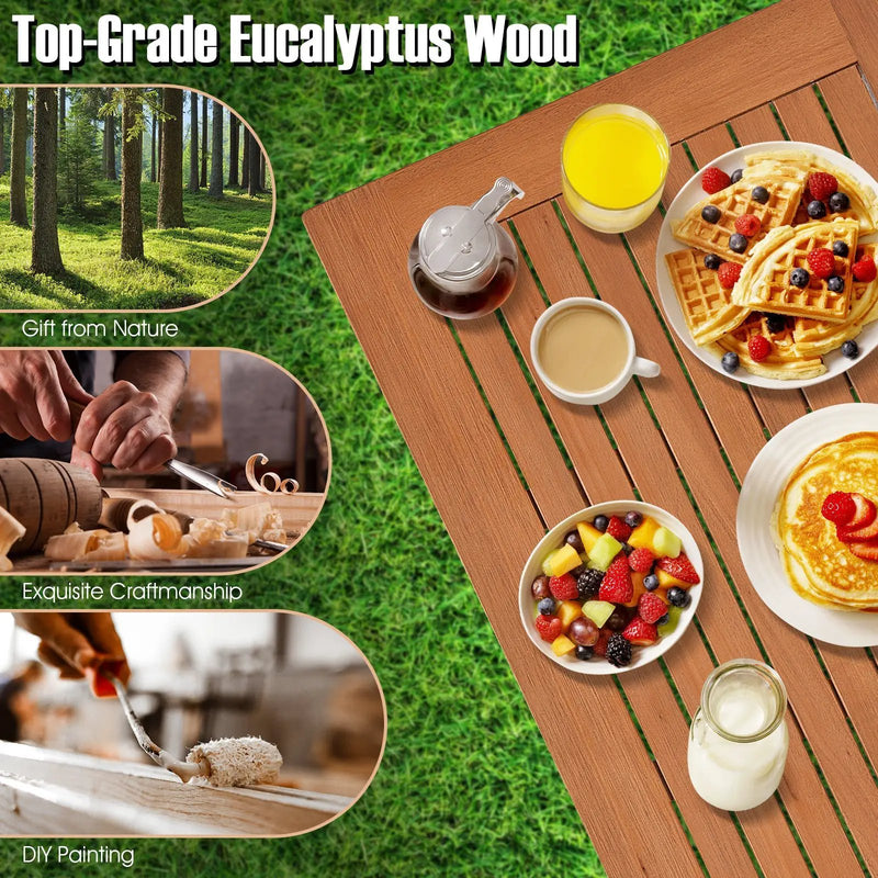 48 Inch x 24 Inch Rectangular Outdoor Eucalyptus Wood Bar Table for 4 People by DirectDeals