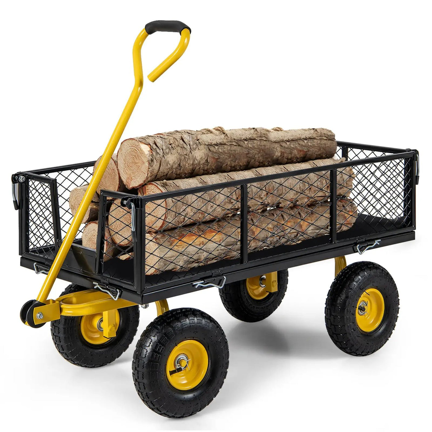 Utility Garden Wagon with 4 Removable Side Panels and 900/1200 LBS Load Capacity by DirectDeals