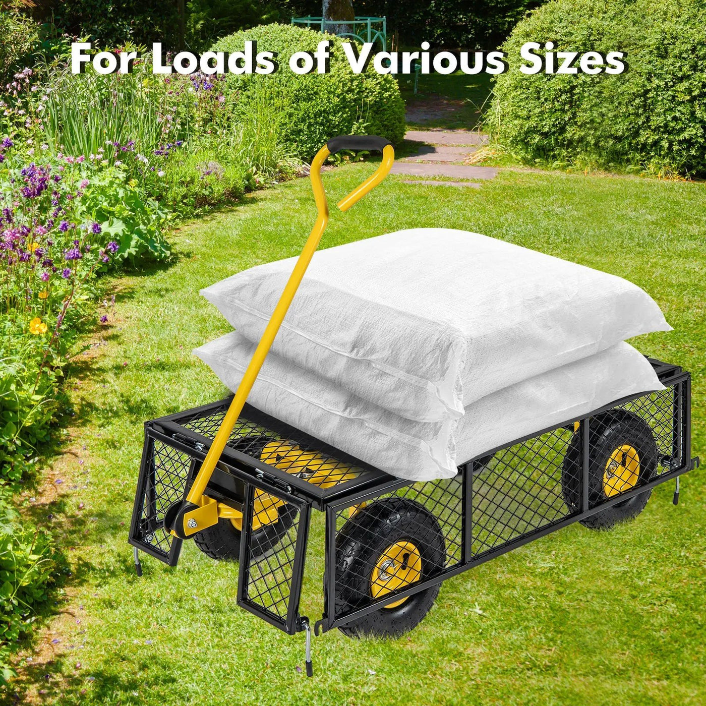 Utility Garden Wagon with 4 Removable Side Panels and 900/1200 LBS Load Capacity by DirectDeals