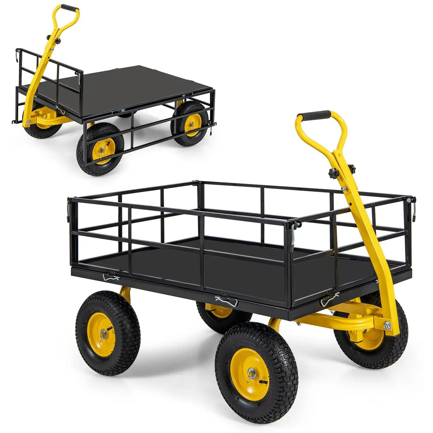 Utility Garden Wagon with 4 Removable Side Panels and 900/1200 LBS Load Capacity by DirectDeals