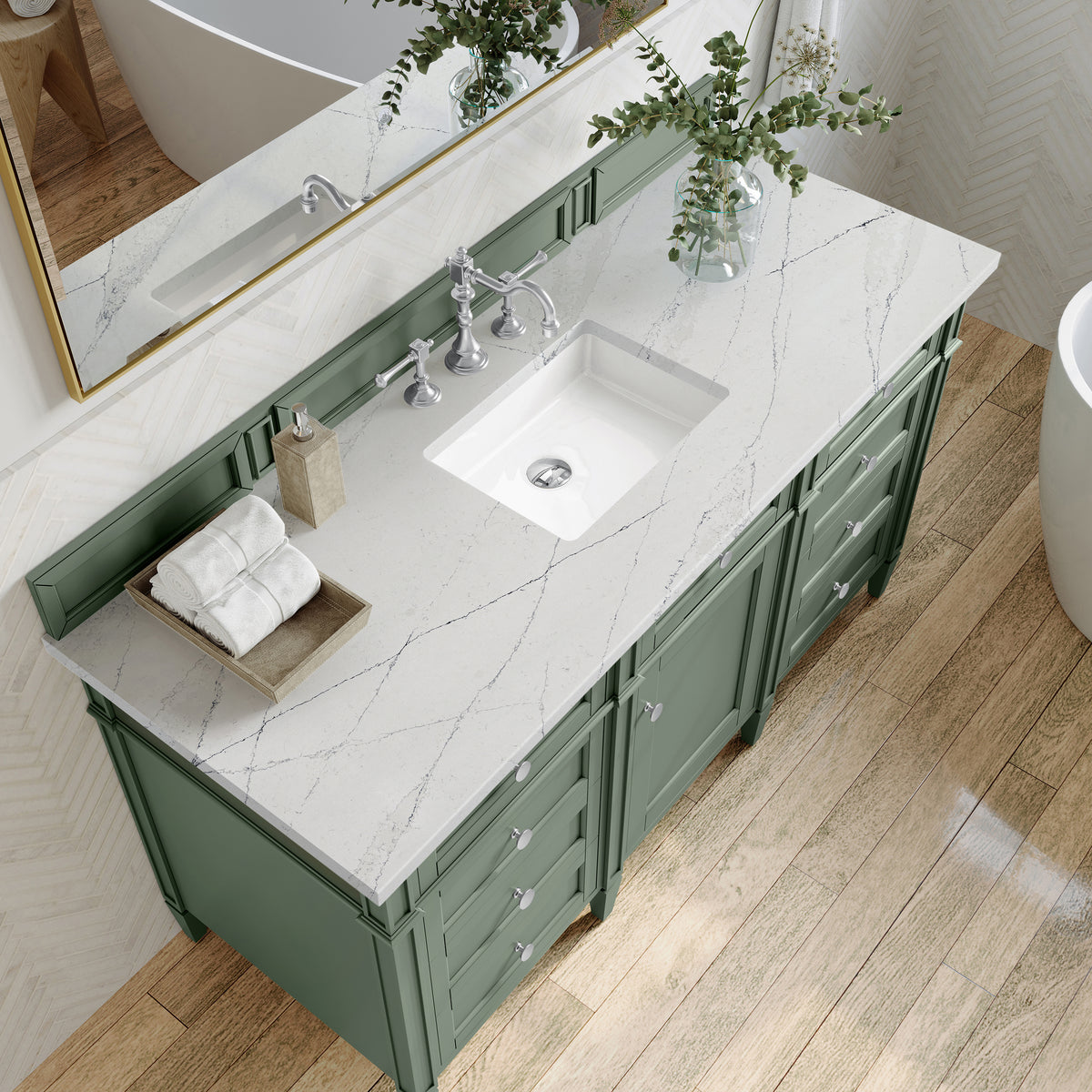 James Martin Brittany 60" Single Bathroom Vanity, Smokey Celadon, view 28