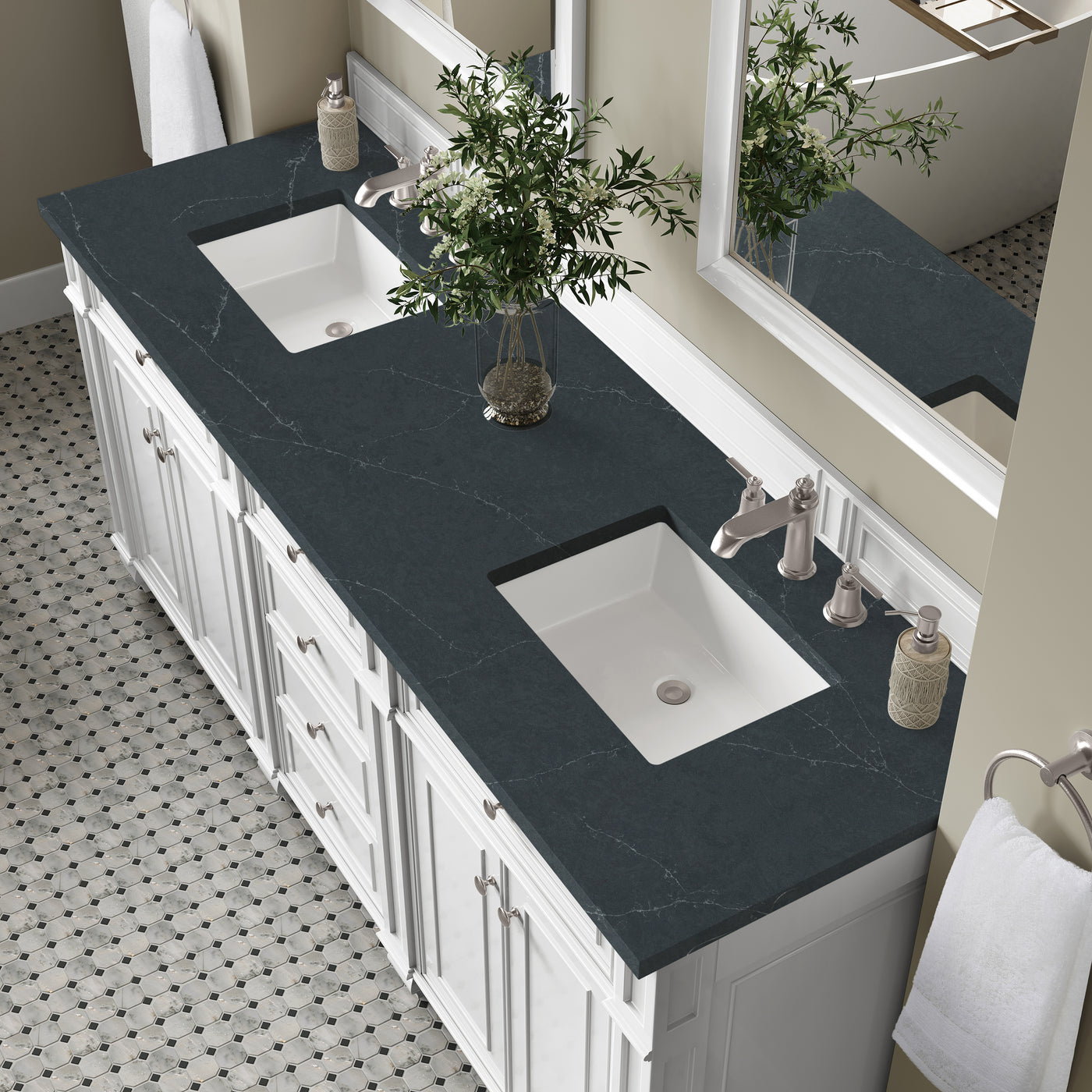 James Martin Bristol 72" Double Bathroom Vanity, Bright White by James Martin