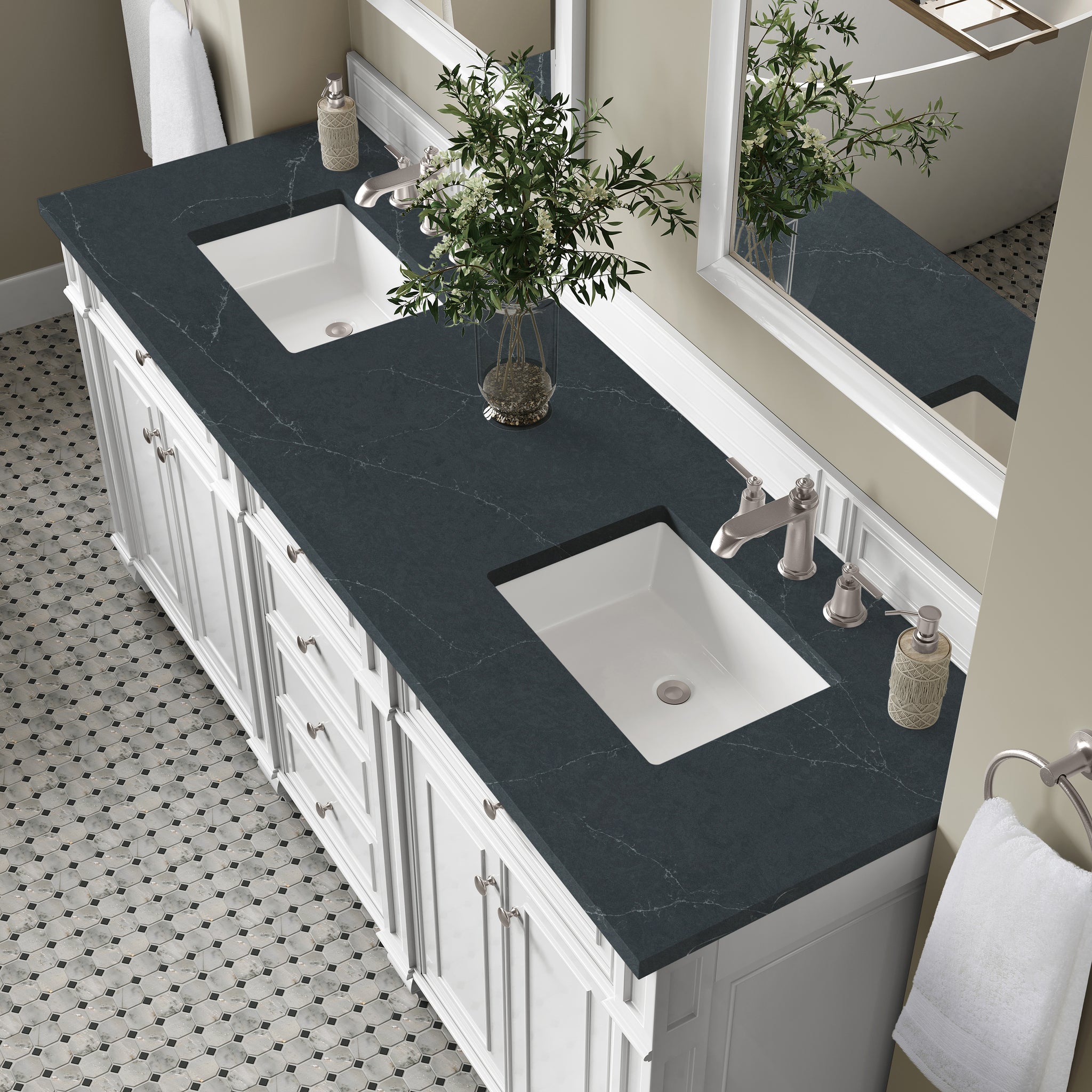 James Martin Bristol 72" Double Bathroom Vanity, Bright White by James Martin