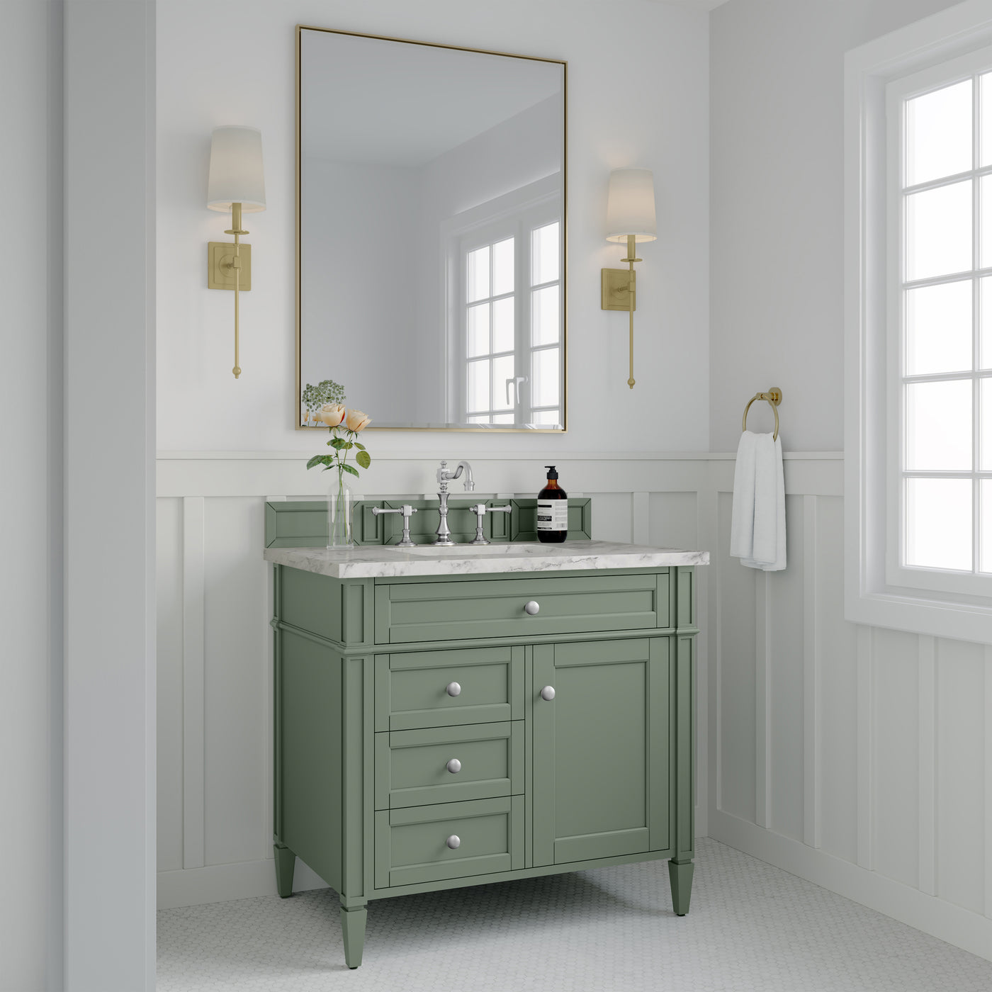 James Martin Brittany 36" Single Bathroom Vanity, Smokey Celadon by James Martin