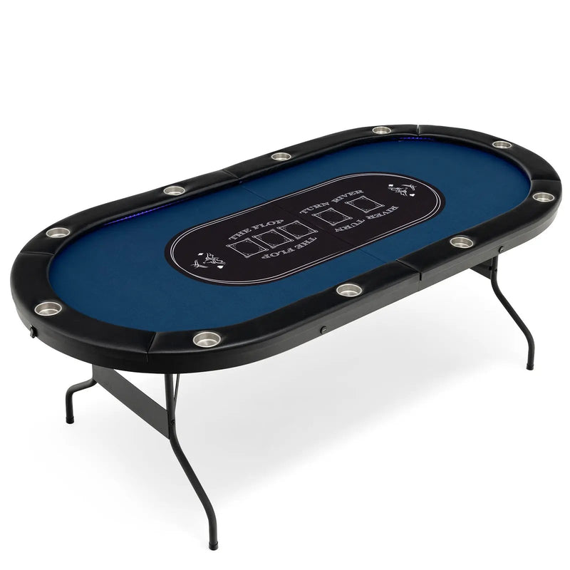 Foldable 10-Player Poker Table with LED Lights and USB Ports Ideal for Texas Casino by DirectDeals