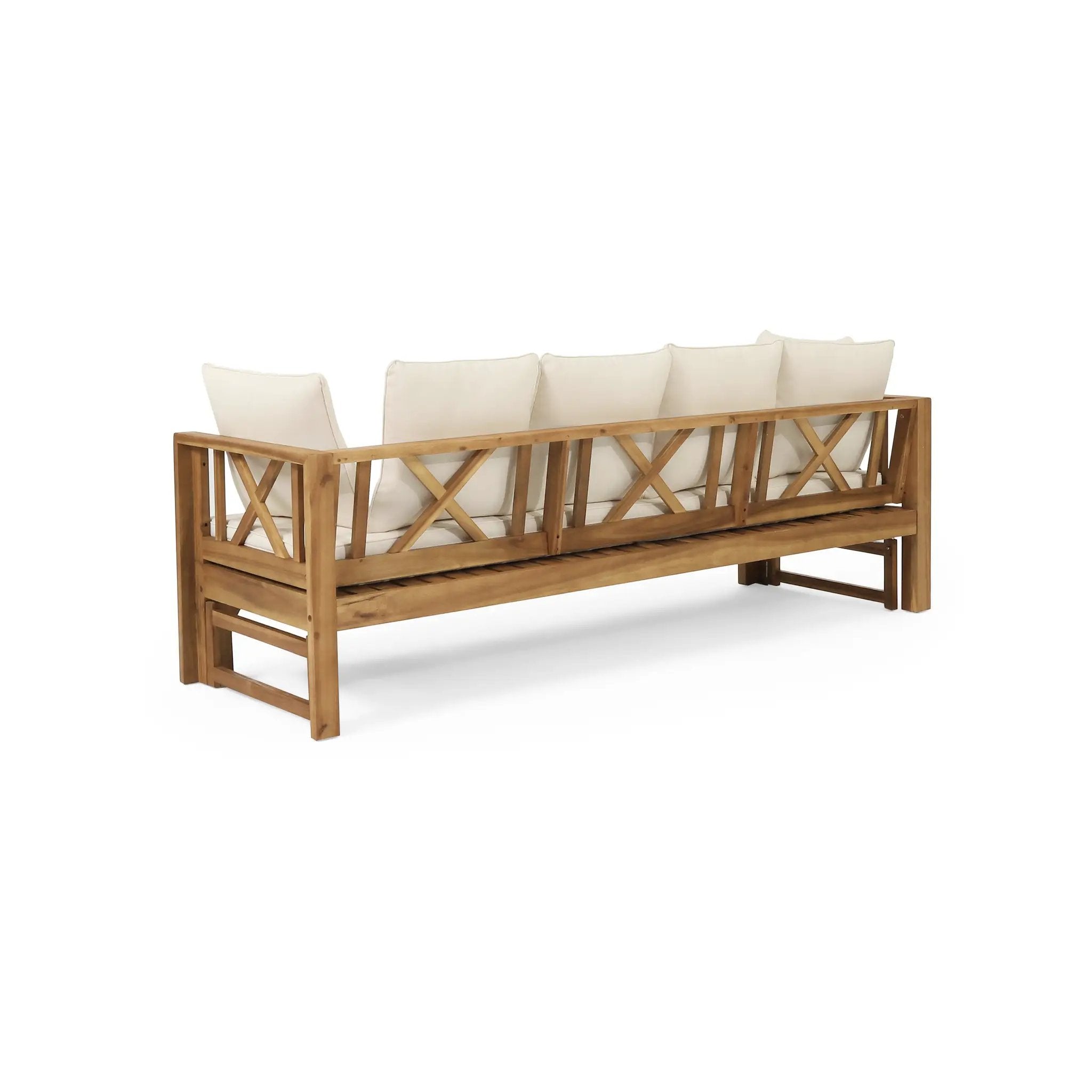 Outdoor Extendable Acacia Wood 3 Seater Sofa by HouseOfZazla