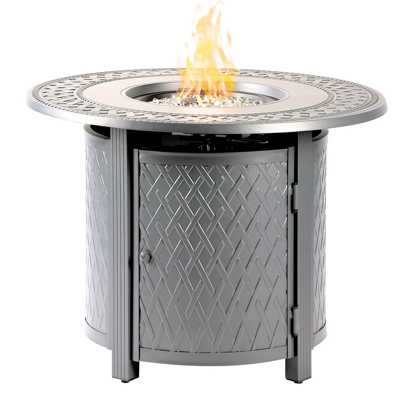Aluminum 34-in Round Propane Fire Table with Beads, Covers and Lid by Sharicks