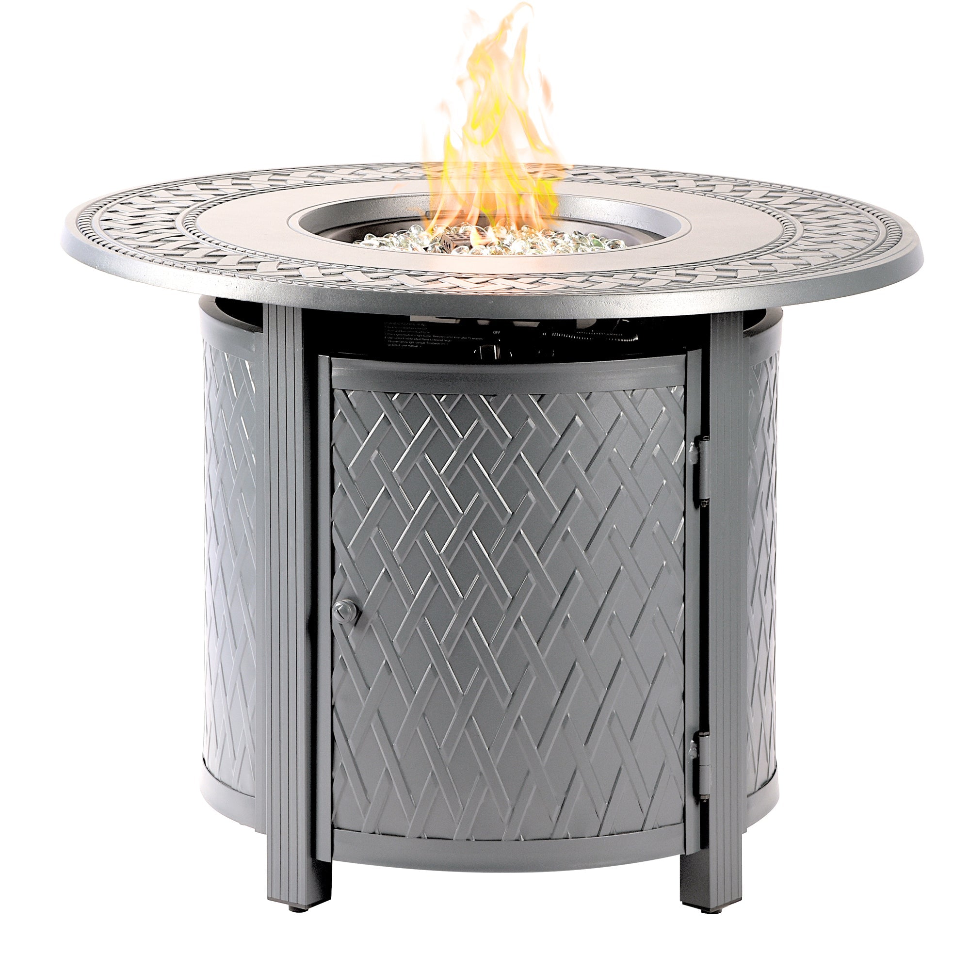 Aluminum 34-in Round Propane Fire Table with Beads, Covers and Lid by Sharicks