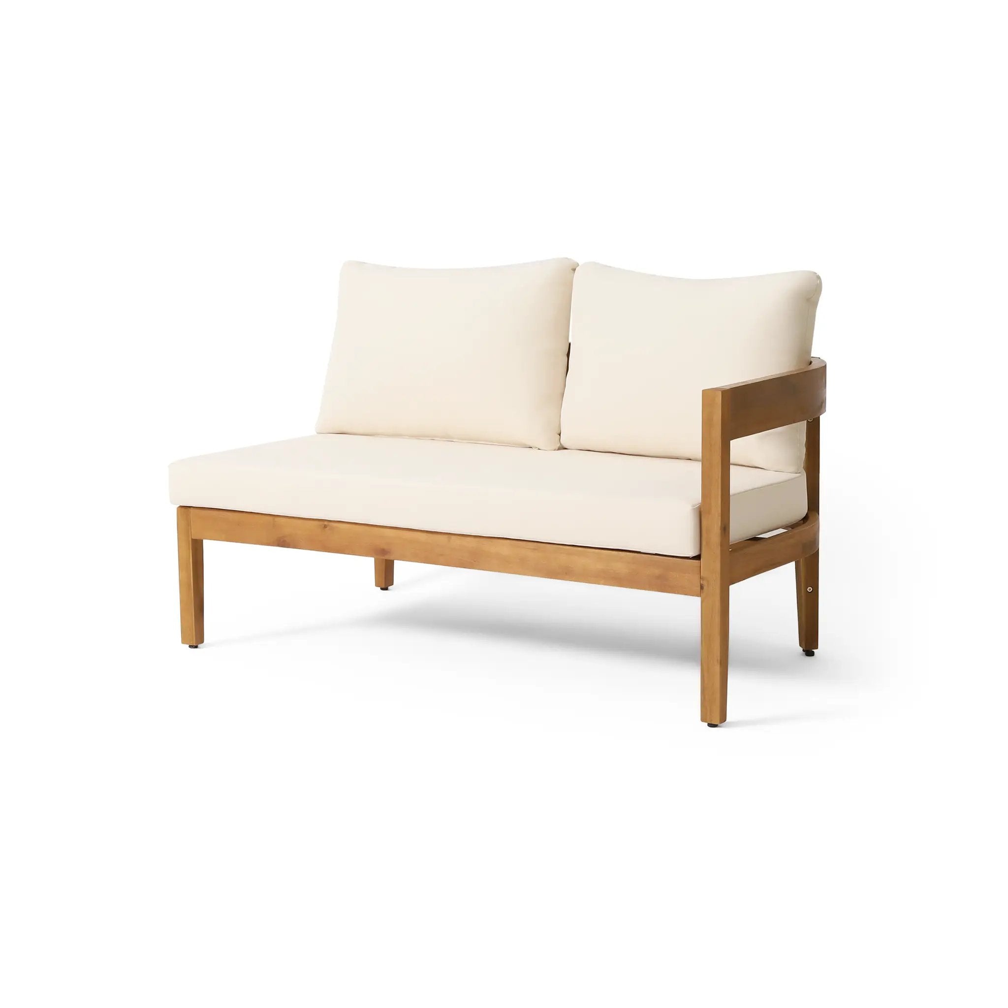 Brooklyn 3-Pieces Patio Conversation Set, Teak+Beige by HouseOfZazla