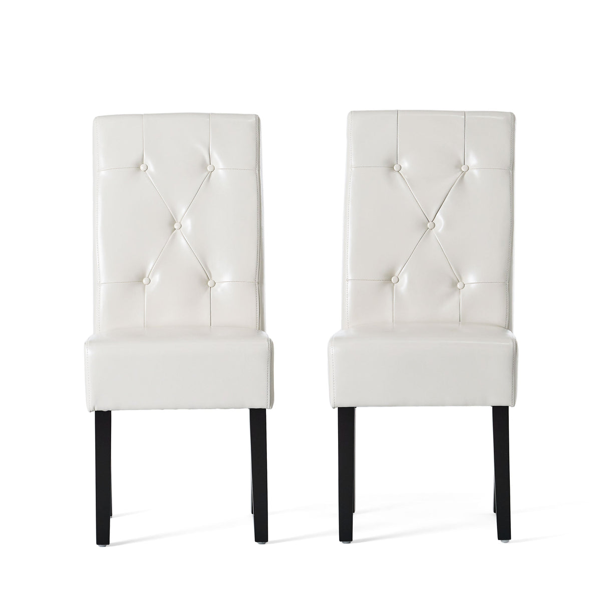 Carter 5-Tuft KD Dining Chair with Bonded Leather - Ivory, photo 2 of 10