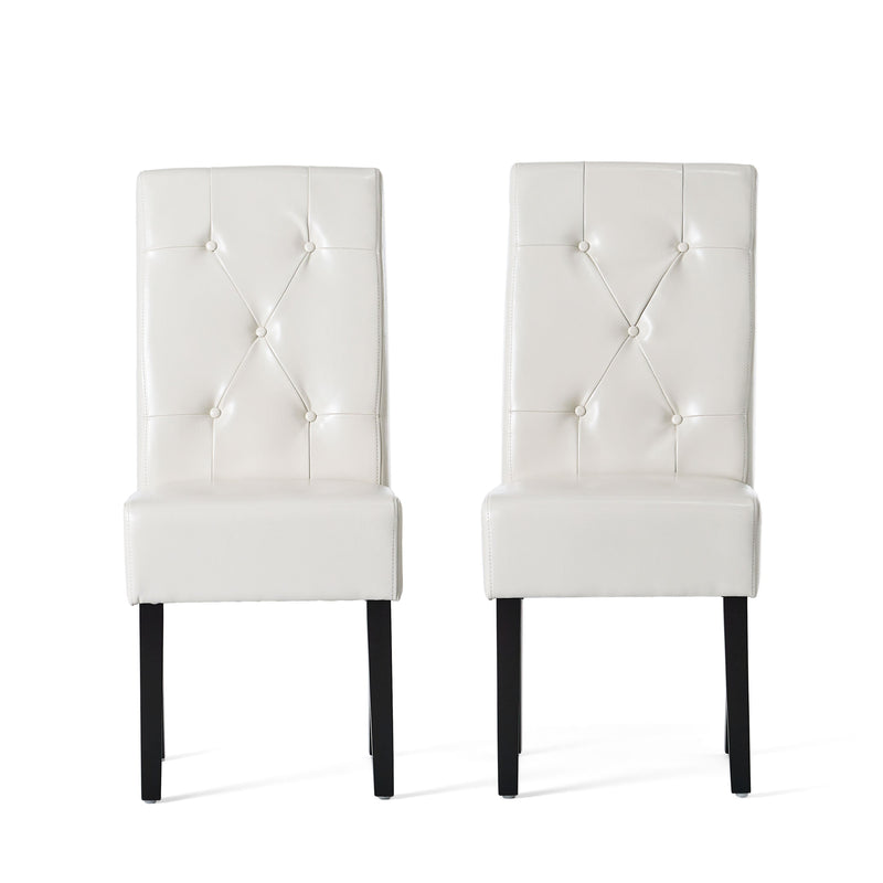 Carter 5-Tuft KD Dining Chair with Bonded Leather - Ivory, photo 2 of 10