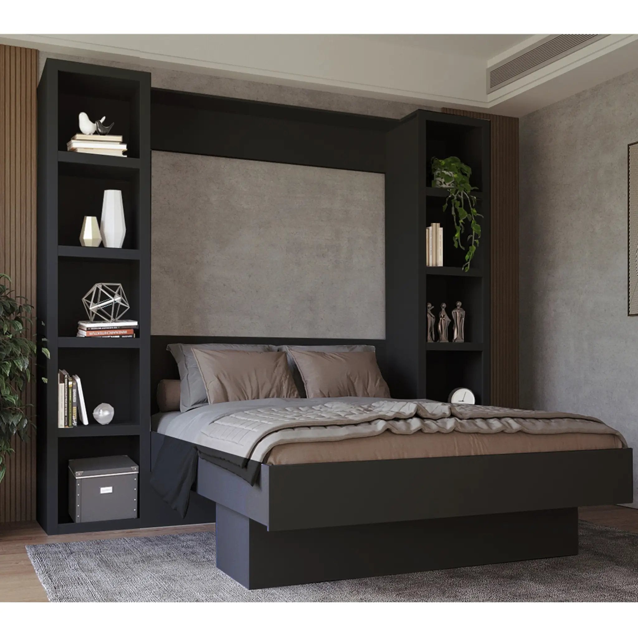 Black 91-in Tall Wooden Bookcase Shelf by Sharicks
