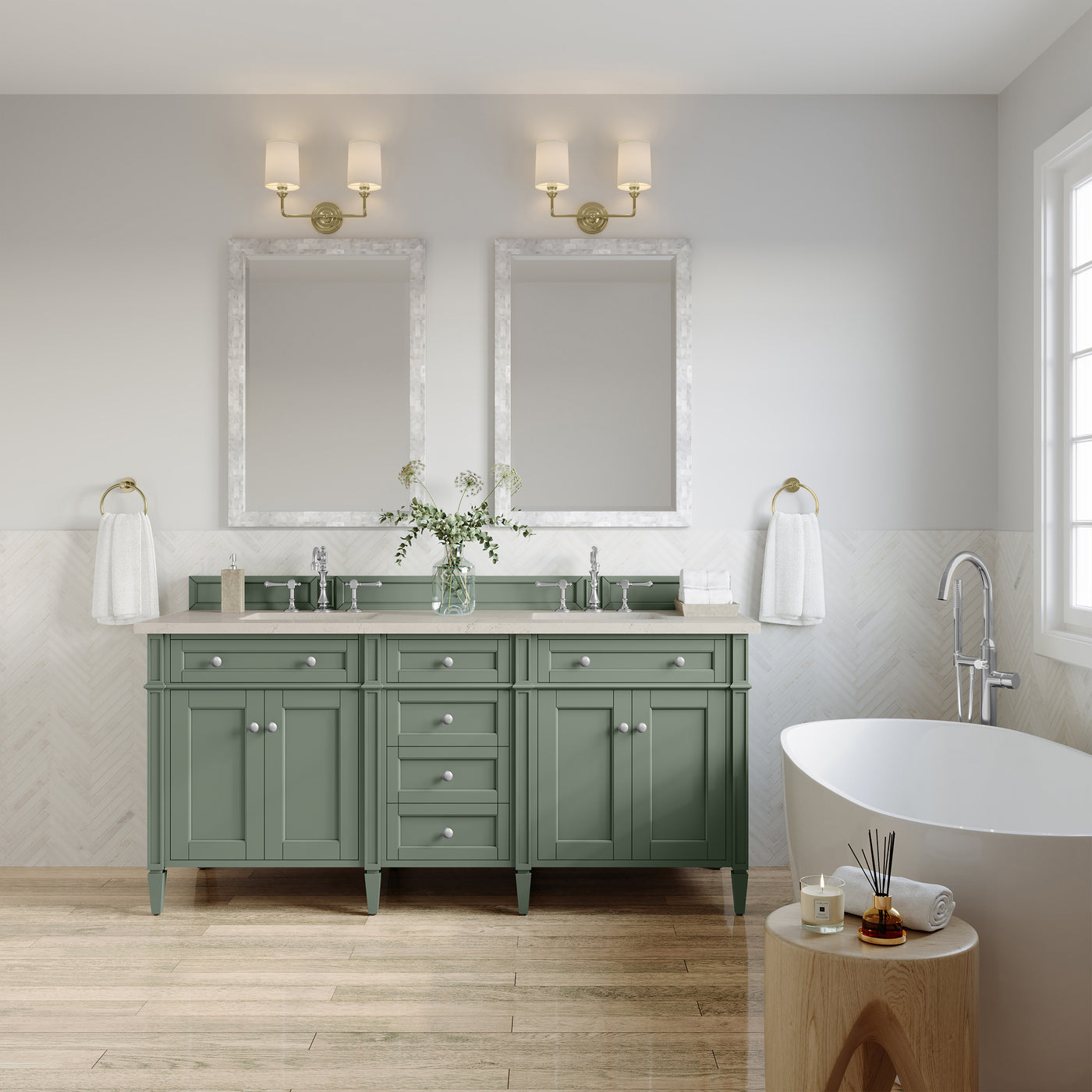 James Martin Brittany 72" Double Bathroom Vanity, Smokey Celadon by James Martin