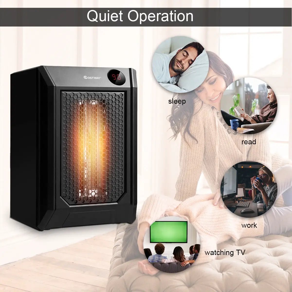 1500 W Remote Control Portable Electric Digital Quartz Space Heater by DirectDeals
