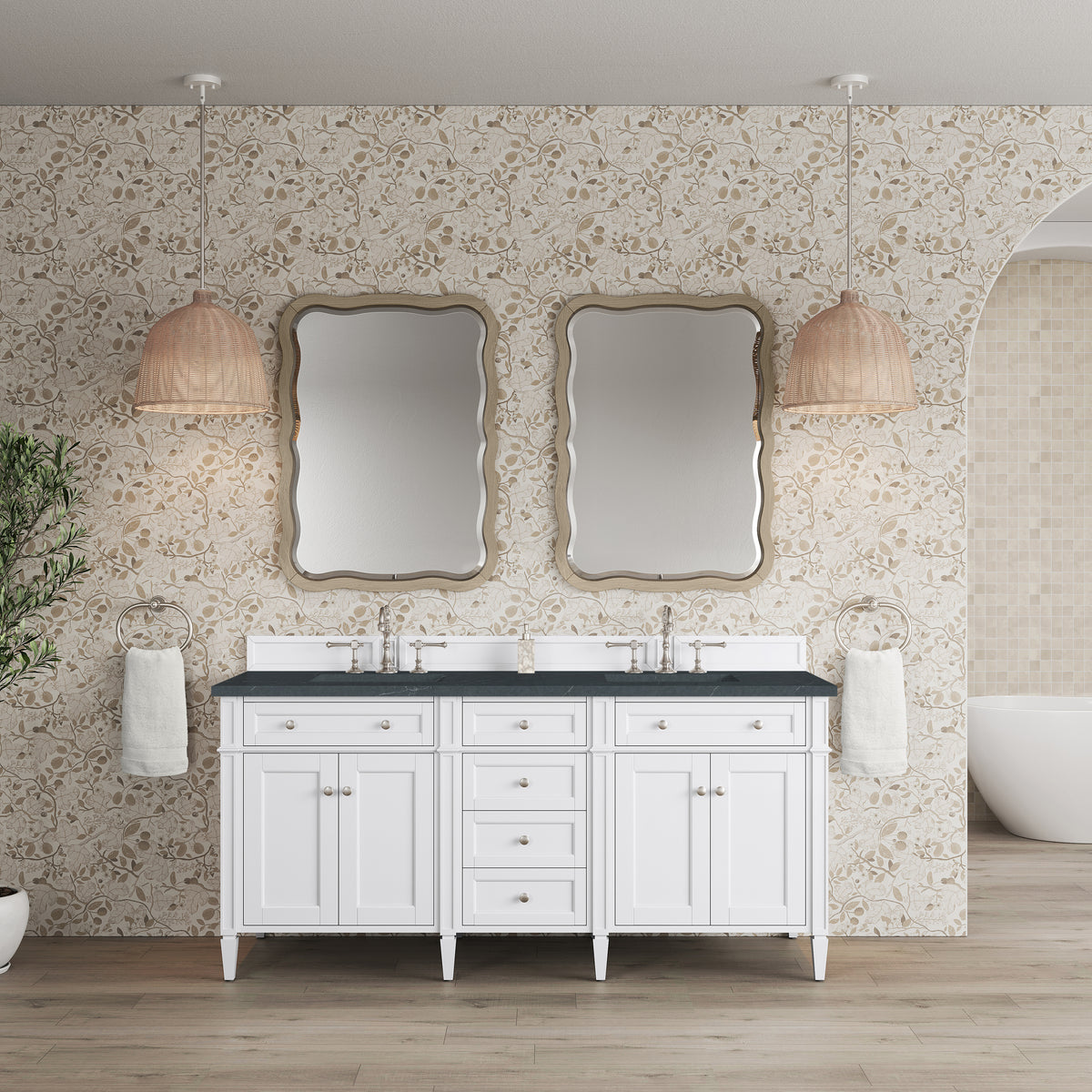 James Martin Brittany 72" Double Bathroom Vanity, Bright White, view 32