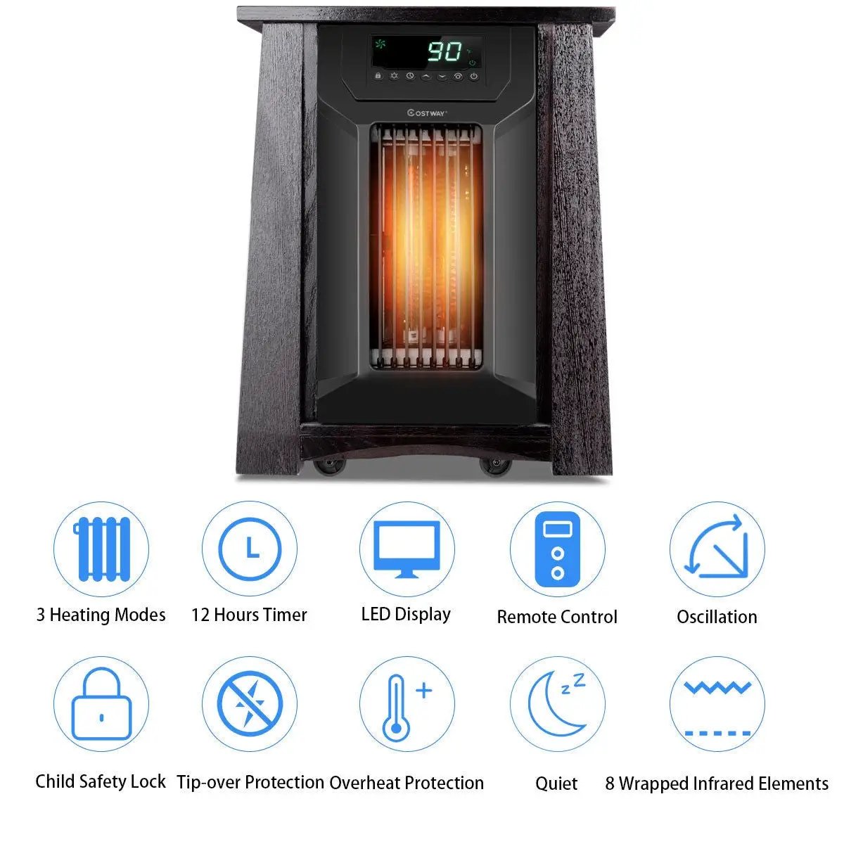 1500W 12H Timer Caster Portable Electric Space Heater by DirectDeals