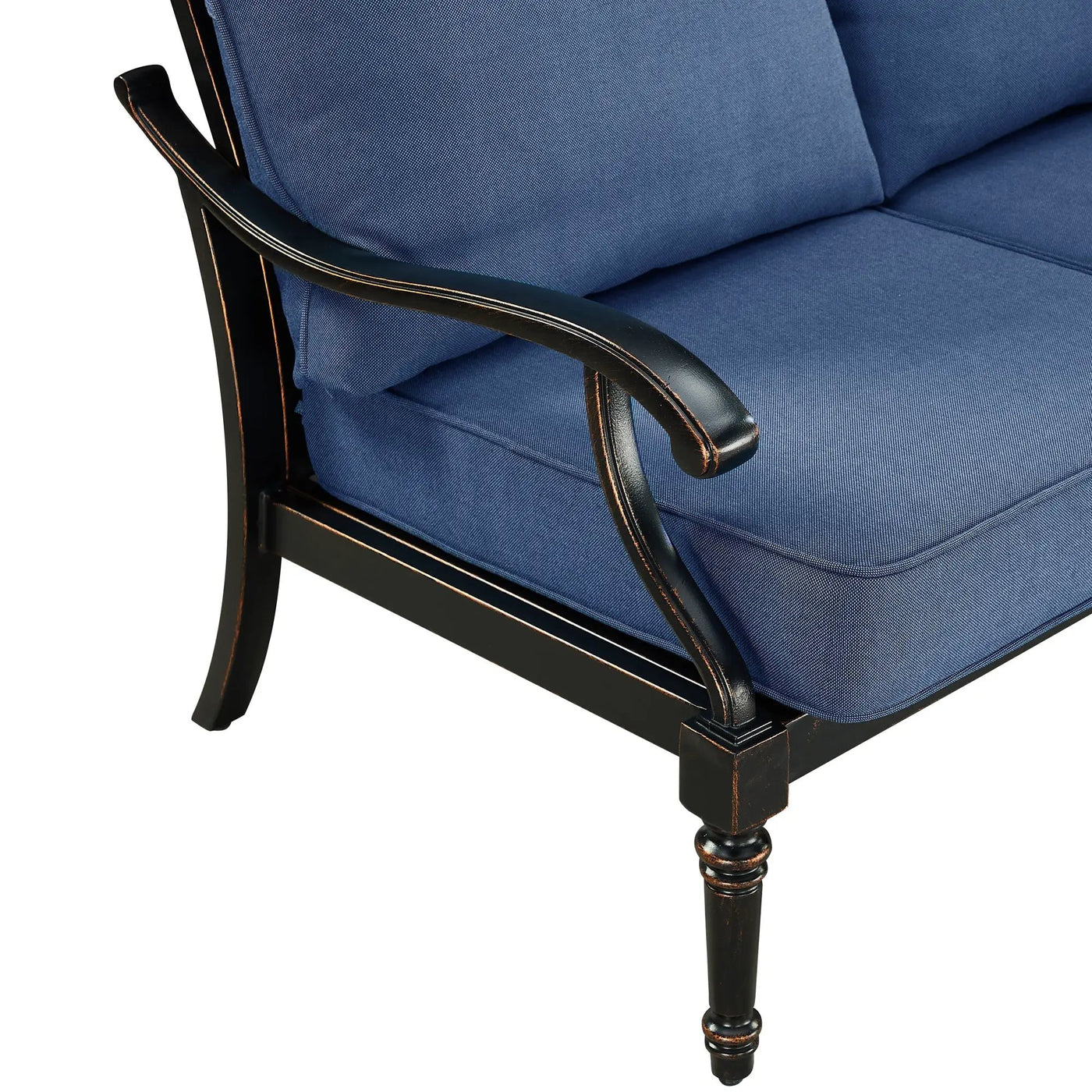 Black Aluminum Deep Seating Loveseat with Cushions by Sharicks