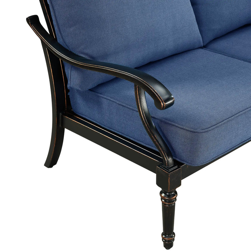 Black Aluminum Deep Seating Loveseat with Cushions by Sharicks