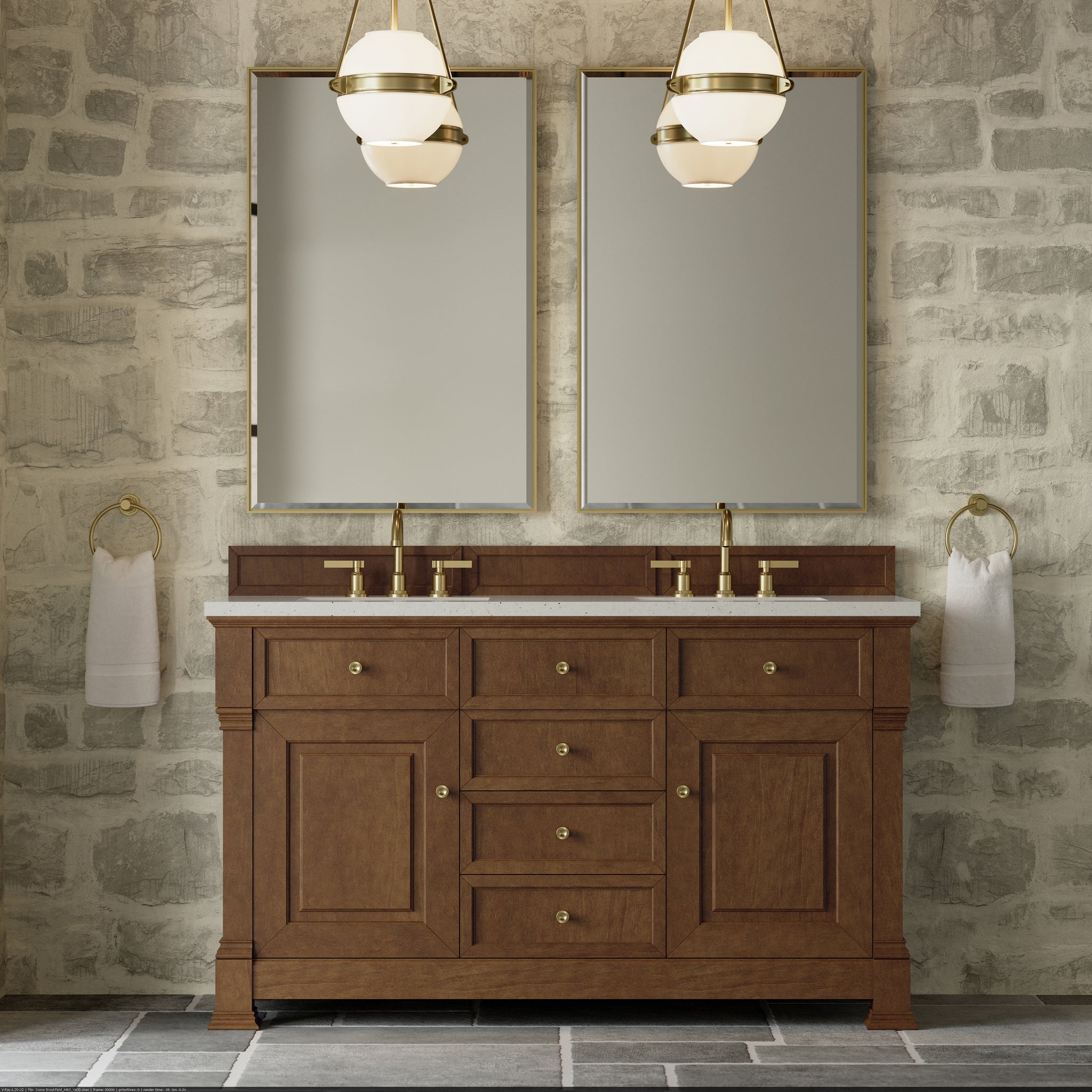 James Martin Brookfield 60" Double Bathroom Vanity, Honey Oak by James Martin