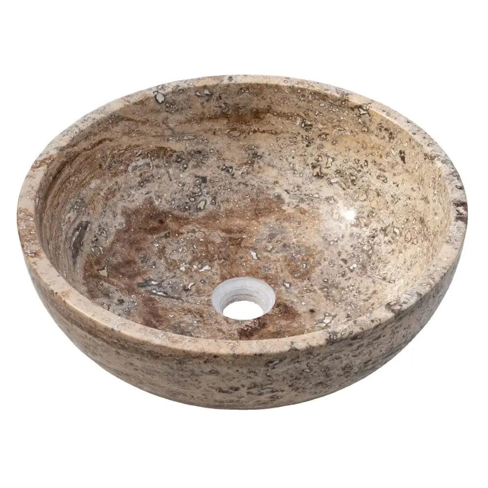 Valencia Beige Travertine Vessel Sink Filled Polished 16 x 6 by GobekDesign