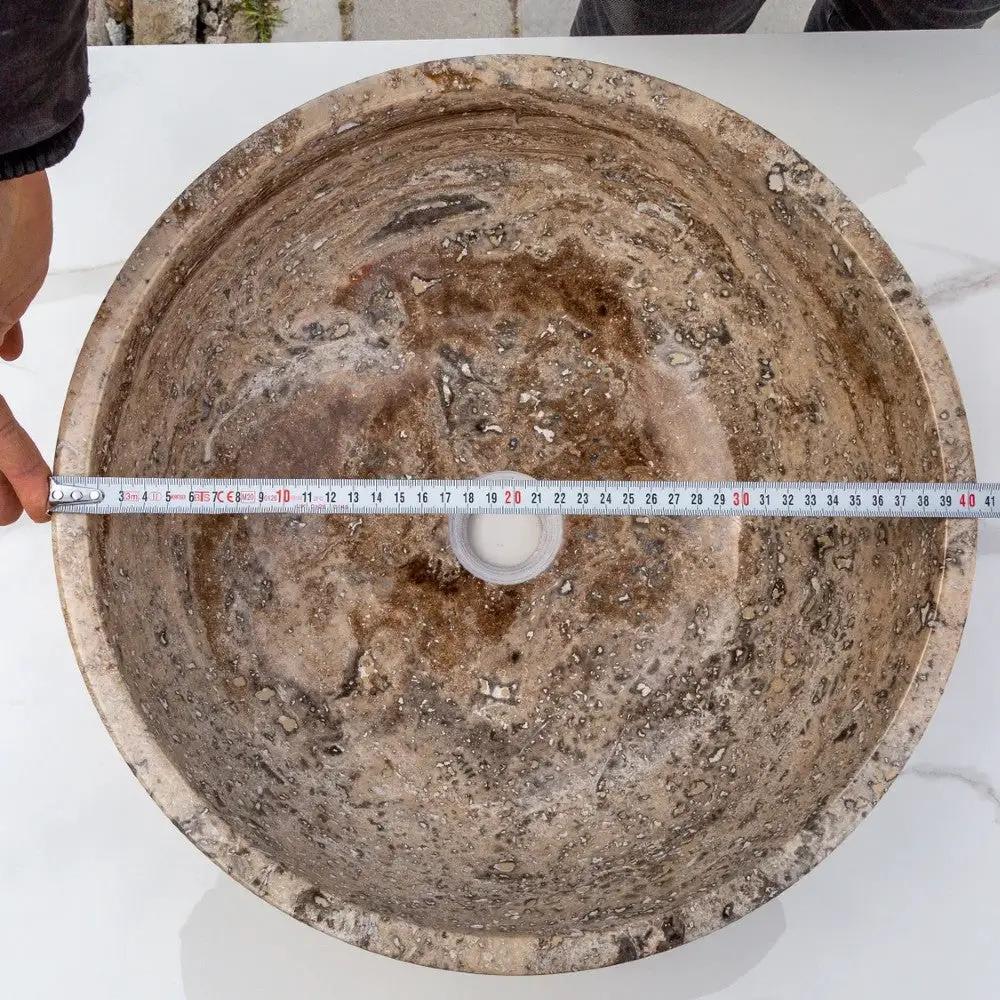 Valencia Beige Travertine Vessel Sink Filled Polished 16 x 6 by GobekDesign