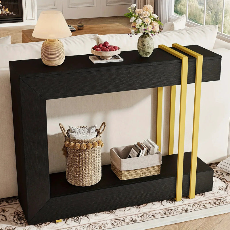 Valnase Modern 2-Tier Entry Entrance Table with Storage, Narrow Long Sofa Table Behind Couch.42.5 Inch L Console Table for Entyrway by House Of Avana