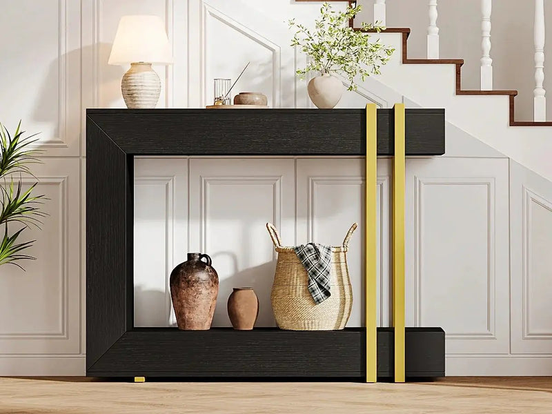 Valnase Modern 2-Tier Entry Entrance Table with Storage, Narrow Long Sofa Table Behind Couch.42.5 Inch L Console Table for Entyrway by House Of Avana