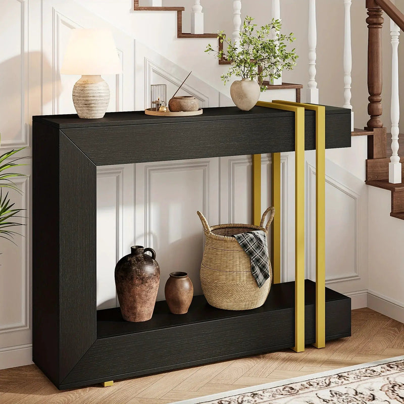 Valnase Modern 2-Tier Entry Entrance Table with Storage, Narrow Long Sofa Table Behind Couch.42.5 Inch L Console Table for Entyrway by House Of Avana