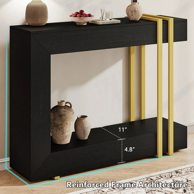 Valnase Modern 2-Tier Entry Entrance Table with Storage, Narrow Long Sofa Table Behind Couch.42.5 Inch L Console Table for Entyrway by House Of Avana