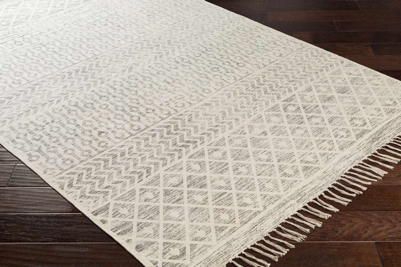 Valyermo Beige Hand Woven Cotton Rug - Clearance by Boutique Rugs