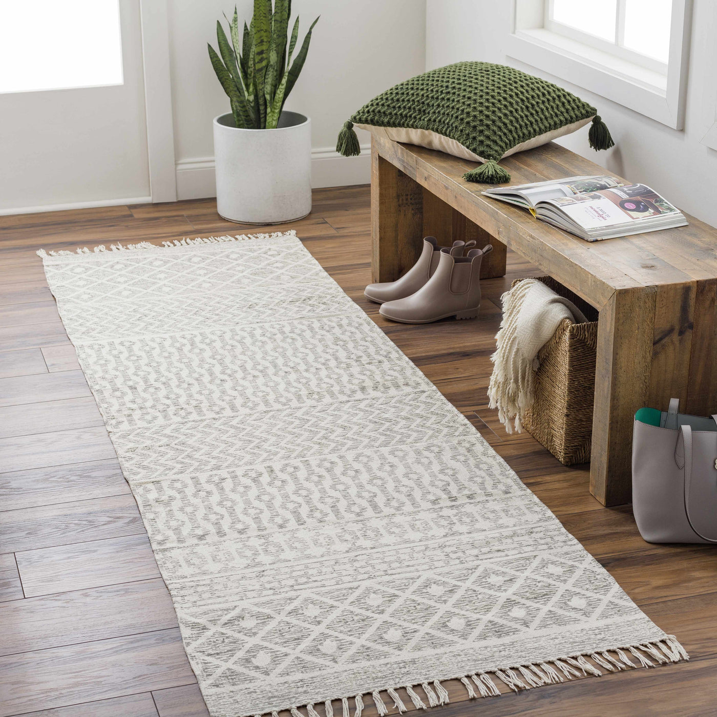 Valyermo Beige Hand Woven Cotton Rug - Clearance by Boutique Rugs