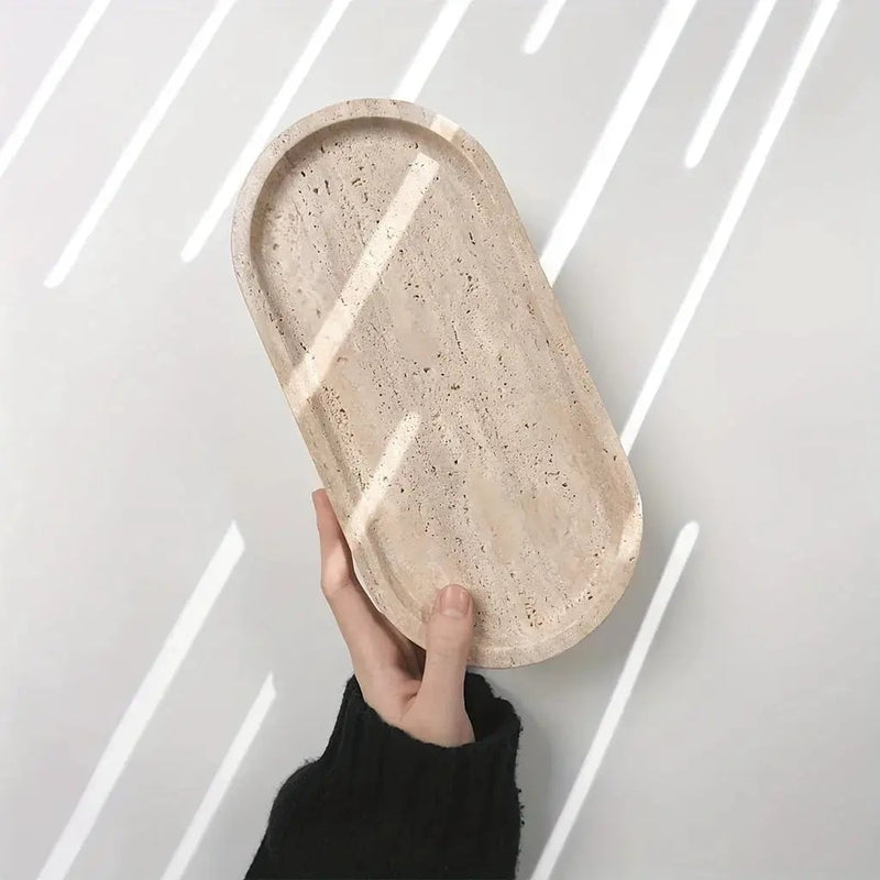 Vanity Tray - Durable Natural Stone Oval by House Of Avana
